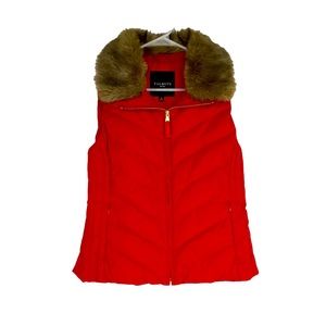Talbots puffer vest with faux fur collar PM